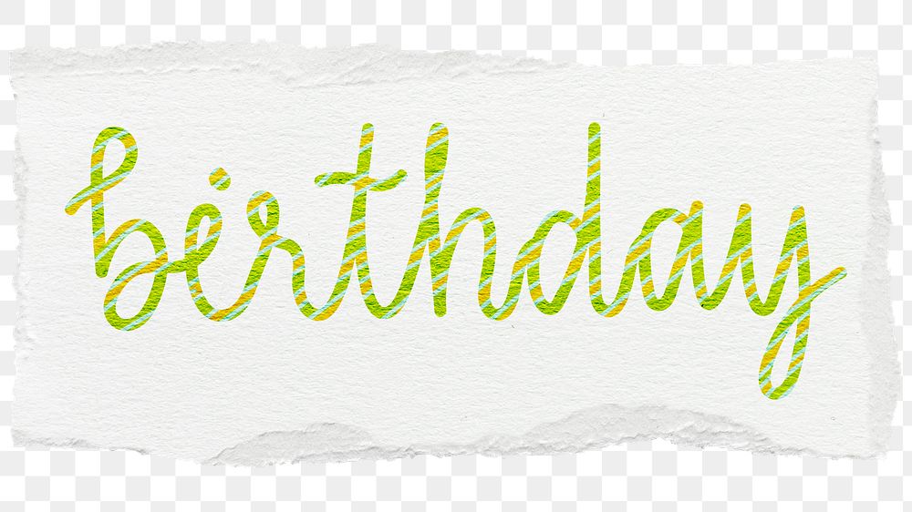 Birthday png word sticker typography, transparent background