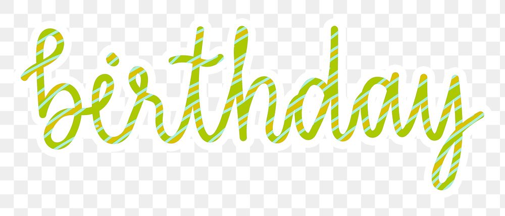 Birthday png word sticker typography, transparent background