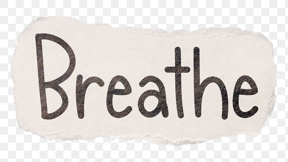 Breathe png word sticker typography, transparent background