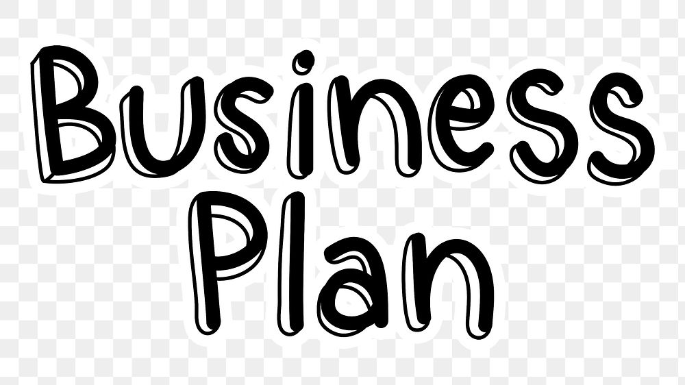 Business plan png word sticker typography, transparent background