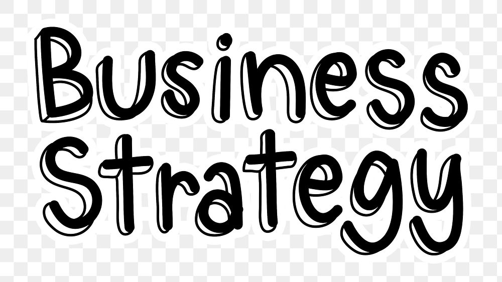 Business strategy png word sticker typography, transparent background