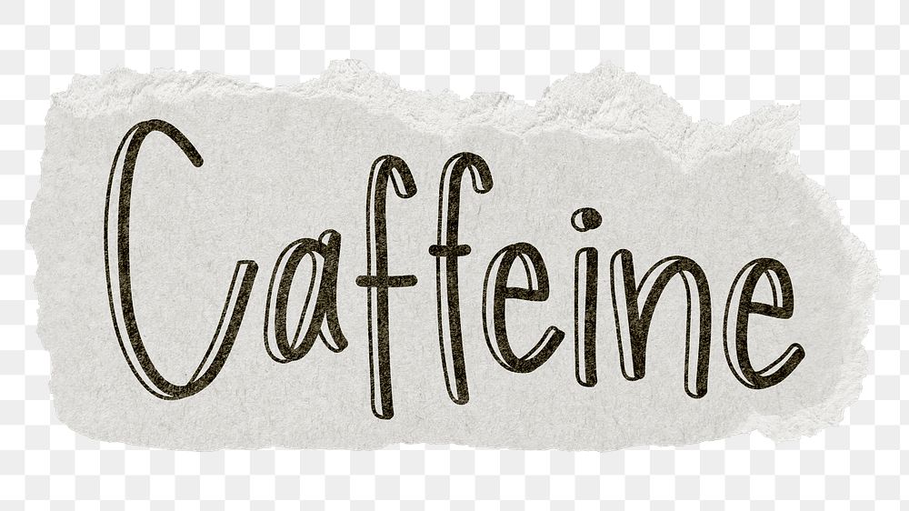 Caffeine png word sticker typography, transparent background