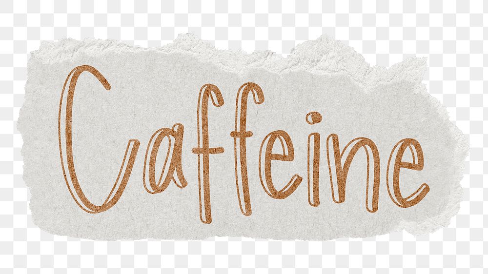 Caffeine png word sticker typography, transparent background