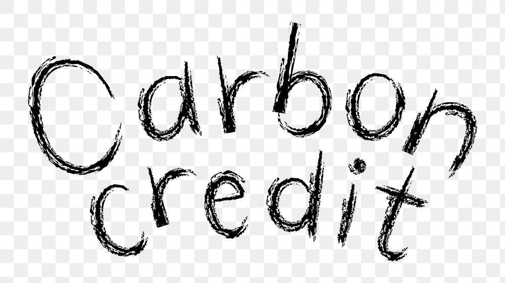 Carbon credit png word sticker typography, transparent background