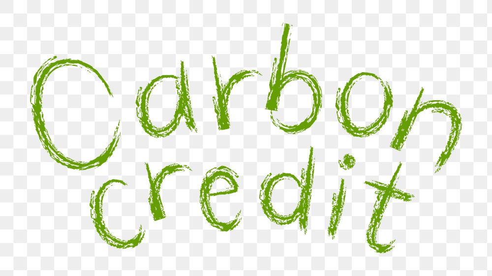 Carbon credit png word sticker typography, transparent background