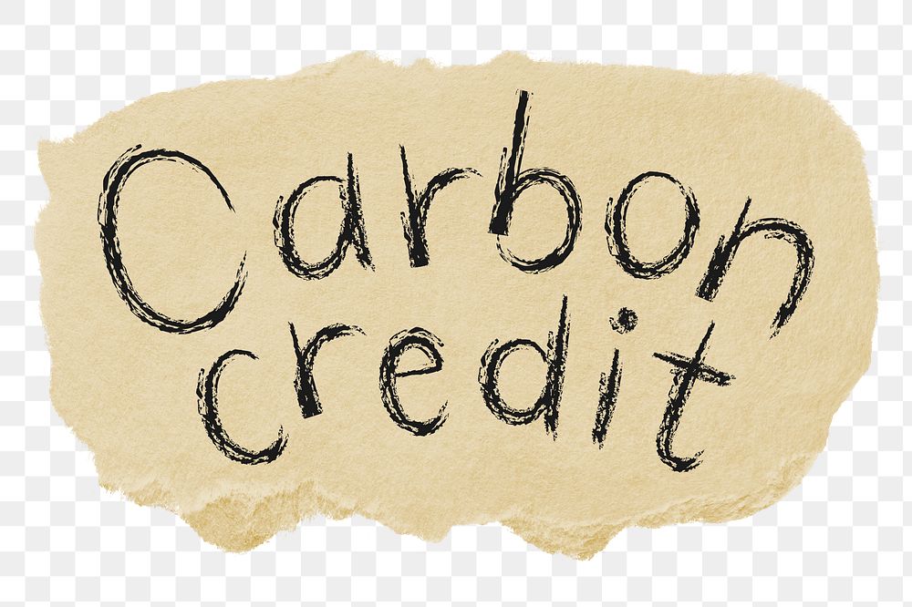 Carbon credit png word sticker typography, transparent background