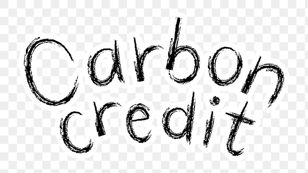 Carbon credit png word sticker typography, transparent background