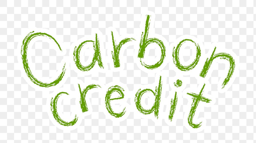 Carbon credit png word sticker typography, transparent background