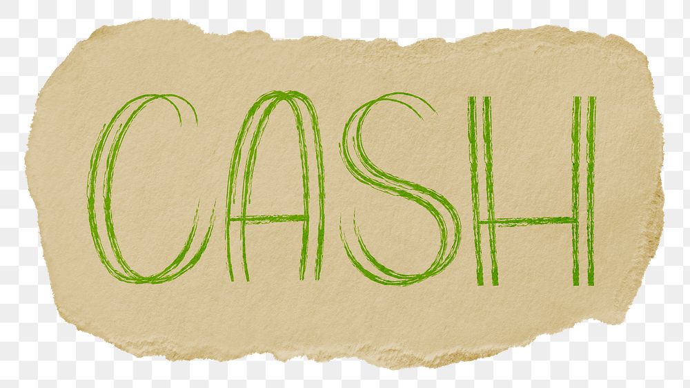 Cash png word sticker typography, transparent background