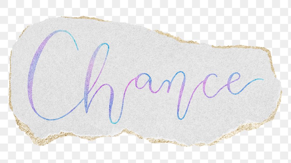 Chance png word sticker typography, transparent background