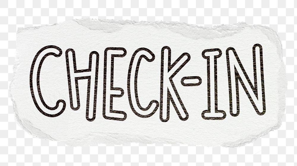 Check-in png word sticker typography, transparent background