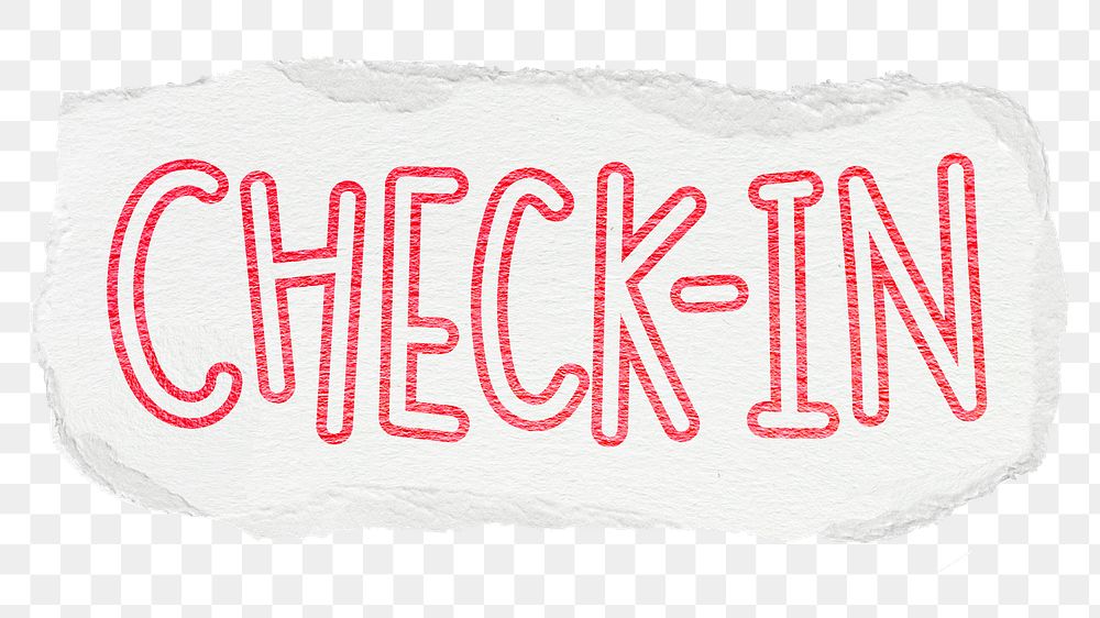 Check-in png word sticker typography, transparent background