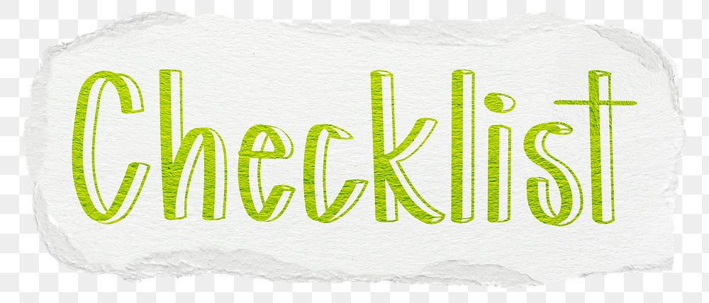 Checklist png word sticker typography, transparent background