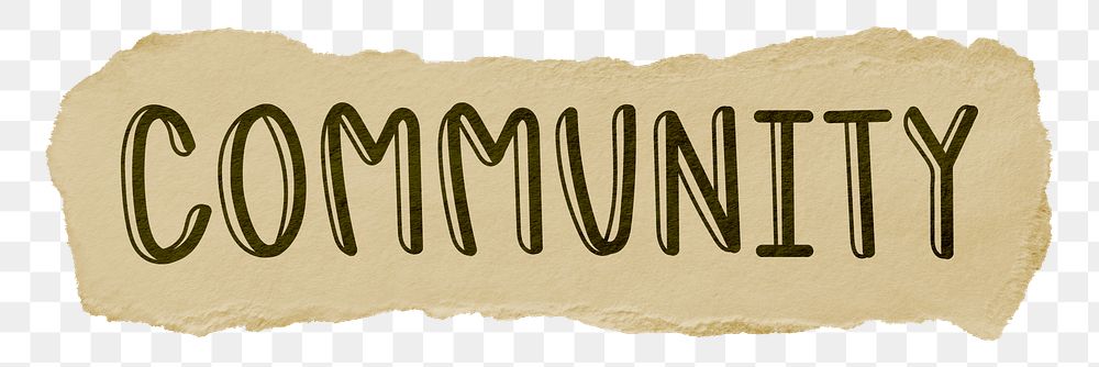 Community png word sticker typography, transparent background