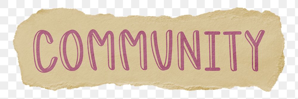 Community png word sticker typography, transparent background