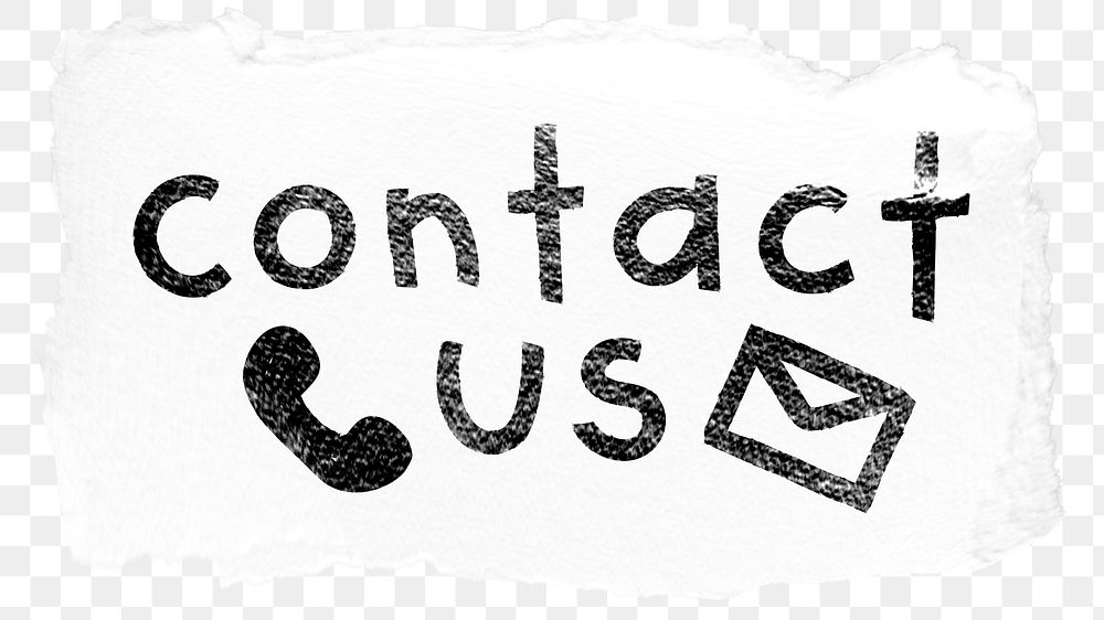 Contact us png word sticker typography, transparent background