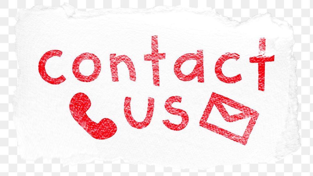 Contact us png word sticker typography, transparent background