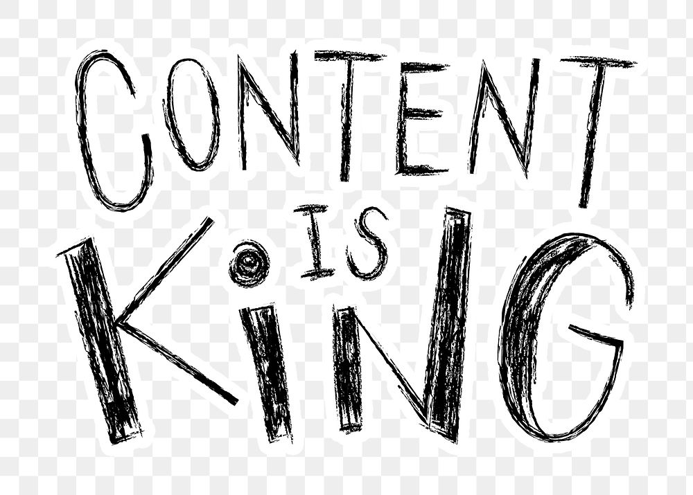 Content is king png word sticker typography, transparent background