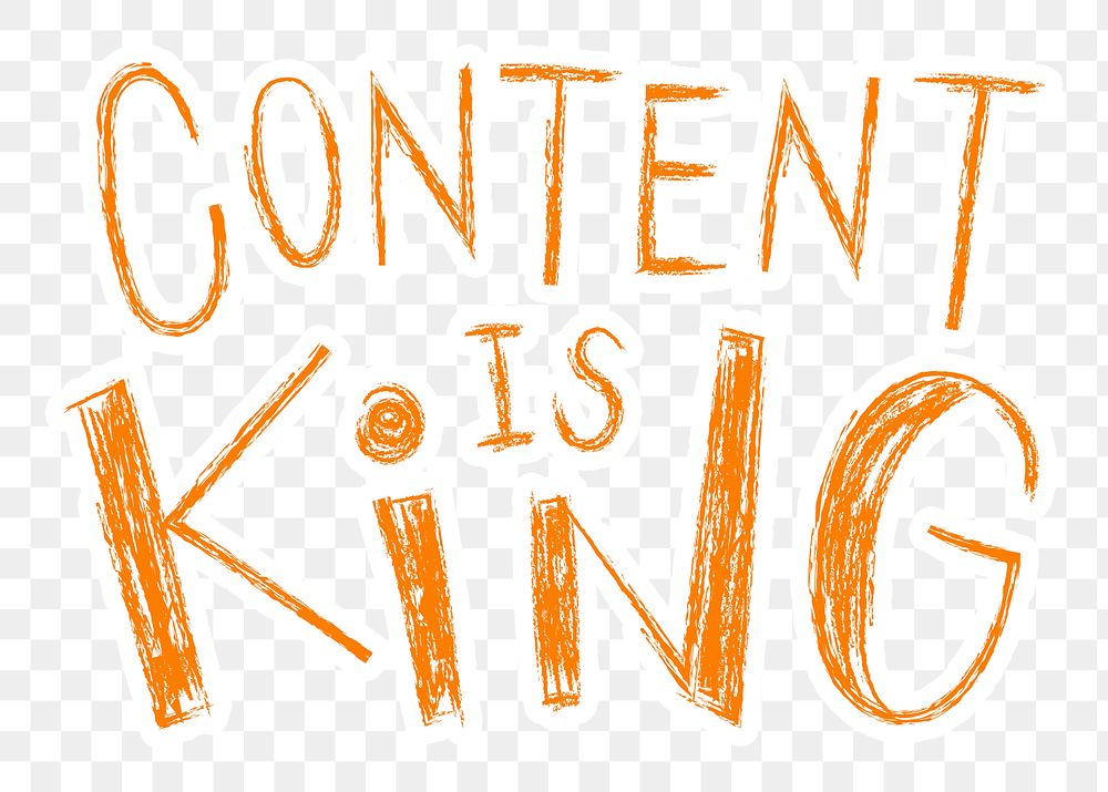 Content is king png word sticker typography, transparent background