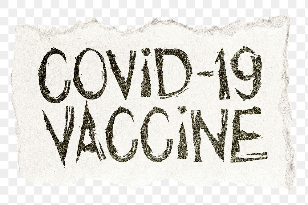 Covid-19 vaccine png word sticker typography, transparent background