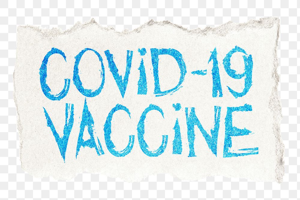 Covid-19 vaccine png word sticker typography, transparent background