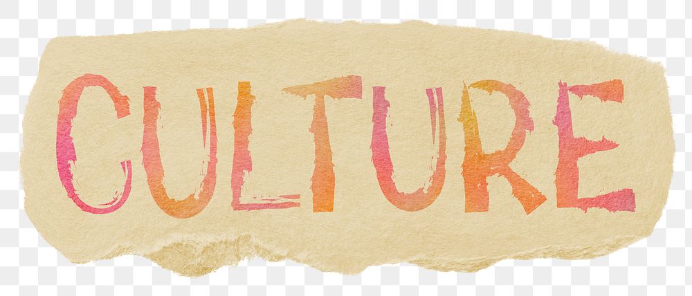 Culture png word sticker typography, transparent background