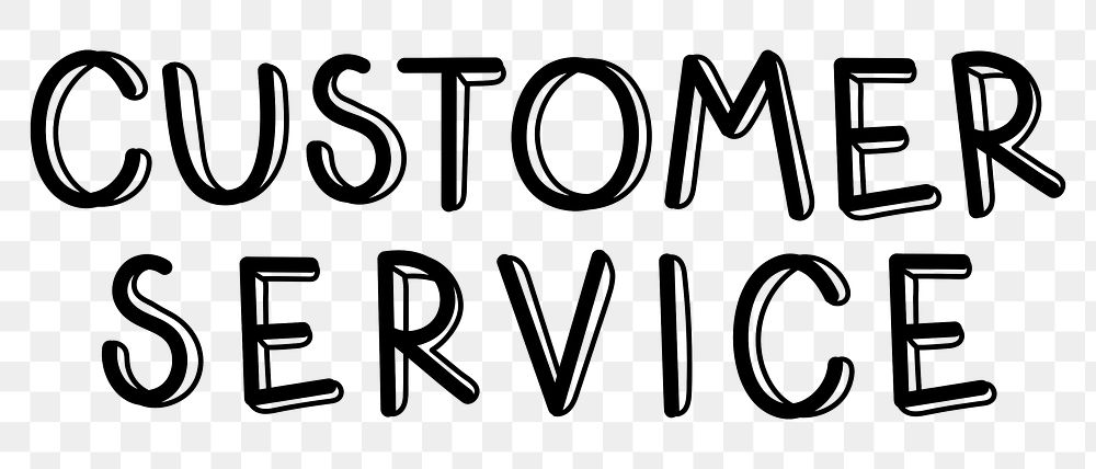 Customer service png word sticker typography, transparent background