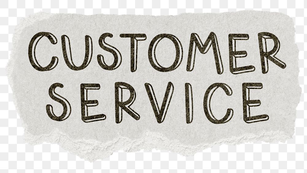 Customer service png word sticker typography, transparent background