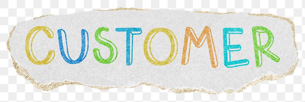 Customer png word sticker typography, transparent background