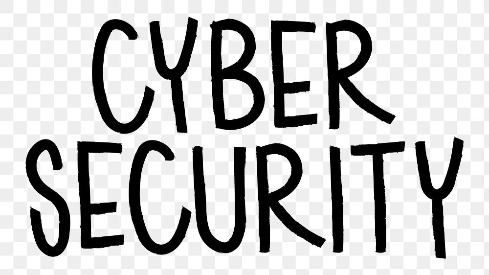 Cyber security png word sticker typography, transparent background