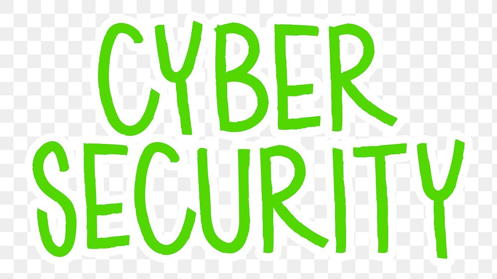 Cyber security png word sticker typography, transparent background