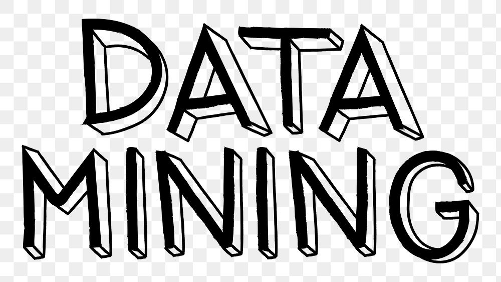 Data mining png word sticker typography, transparent background