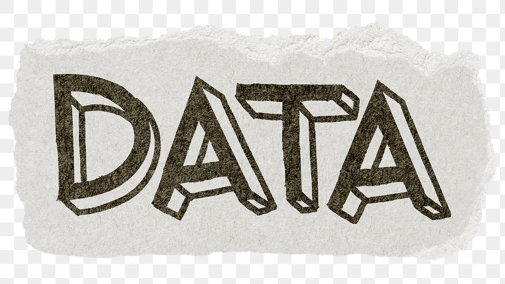 Data png word sticker typography, transparent background