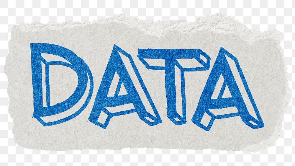 Data png word sticker typography, transparent background