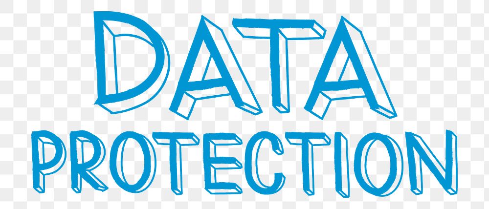 Data protection png word sticker typography, transparent background