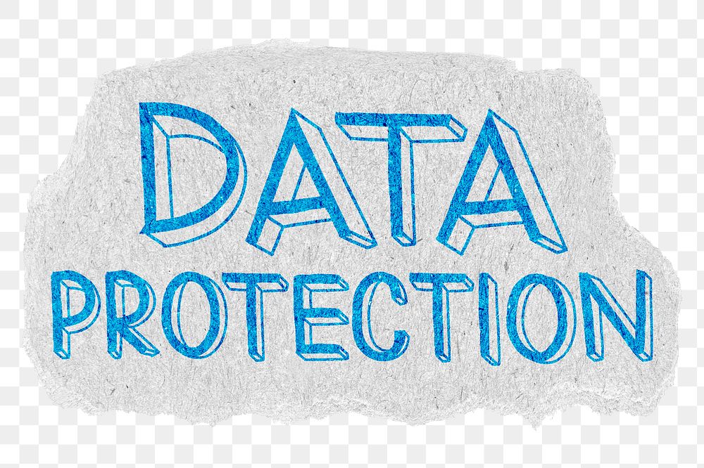 Data protection png word sticker typography, transparent background