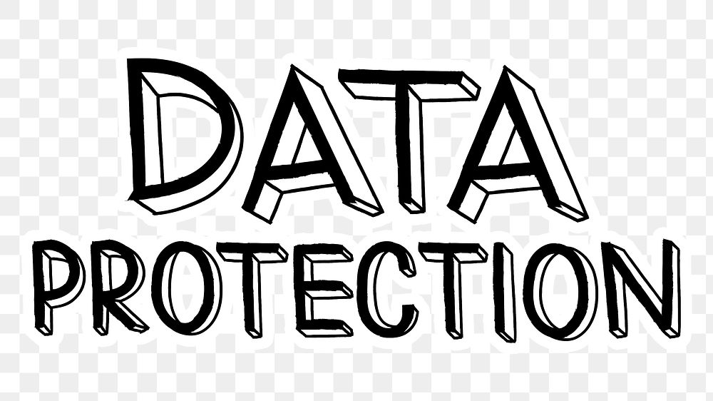 Data protection png word sticker typography, transparent background