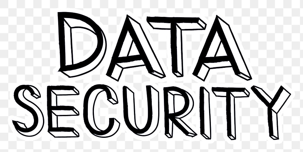 Data security png word sticker typography, transparent background