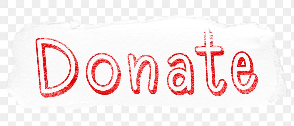 Donate png word sticker typography, transparent background