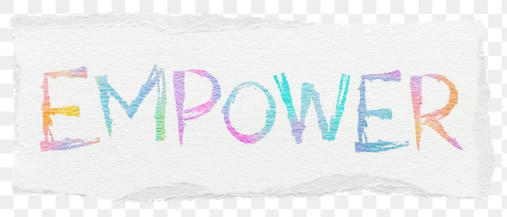 Empower png word sticker typography, transparent background