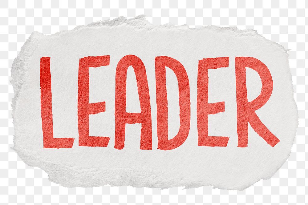 Leader png word sticker typography, transparent background