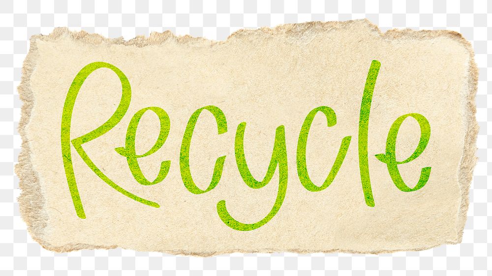 Recycle png word sticker typography, transparent background
