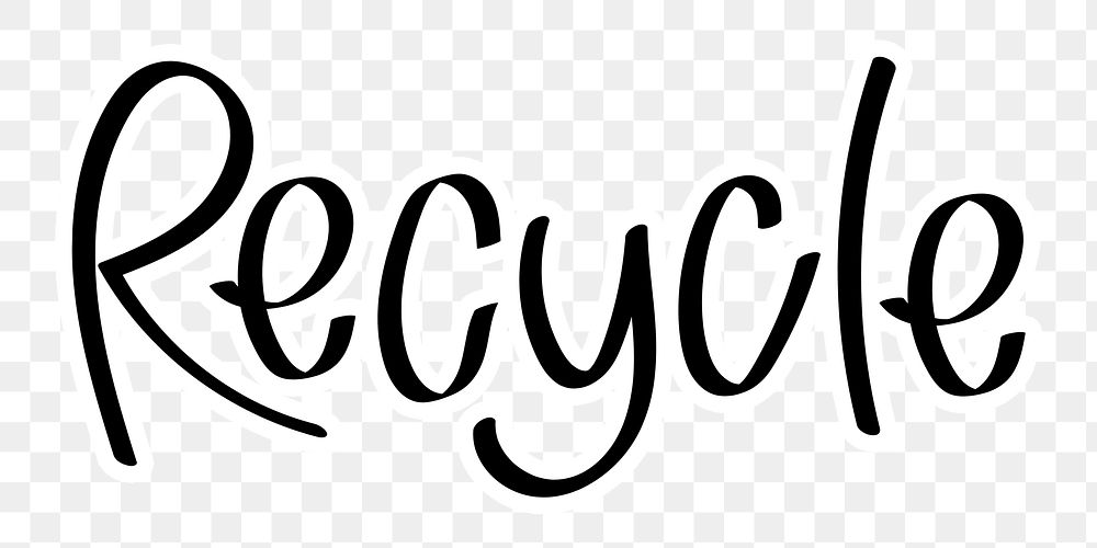 Recycle png word sticker typography, transparent background