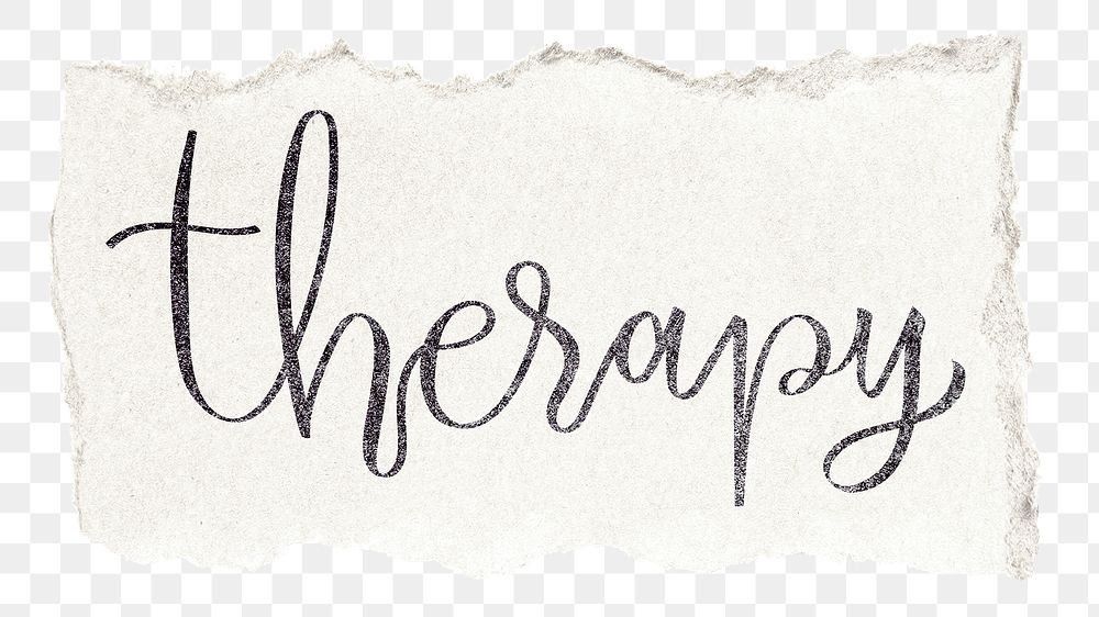 Therapy png word sticker typography, transparent background