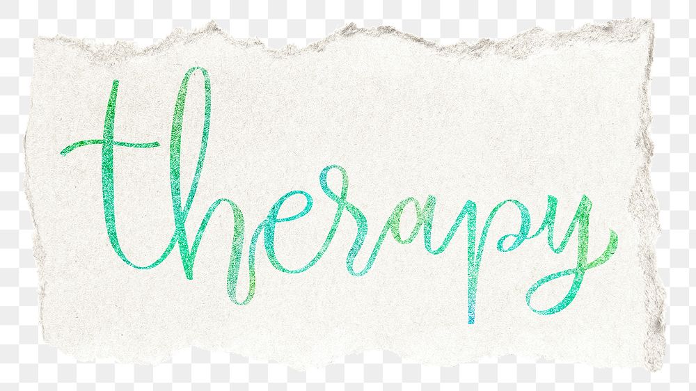 Therapy png word sticker typography, transparent background
