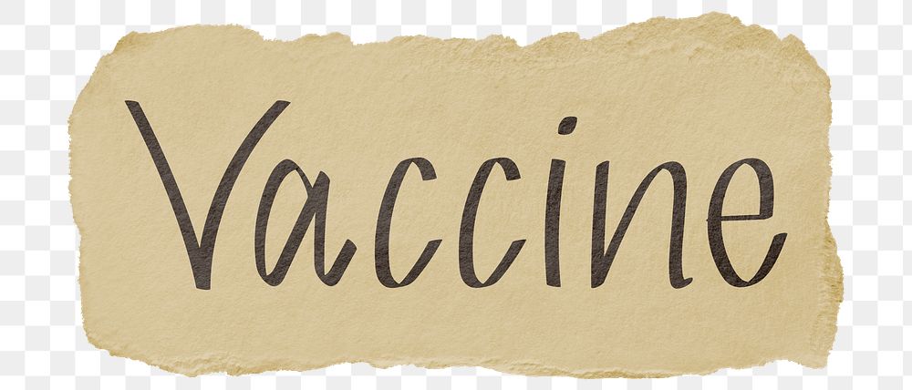 Vaccine png word sticker typography, transparent background