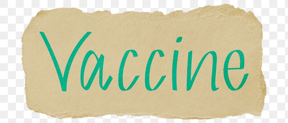 Vaccine png word sticker typography, transparent background