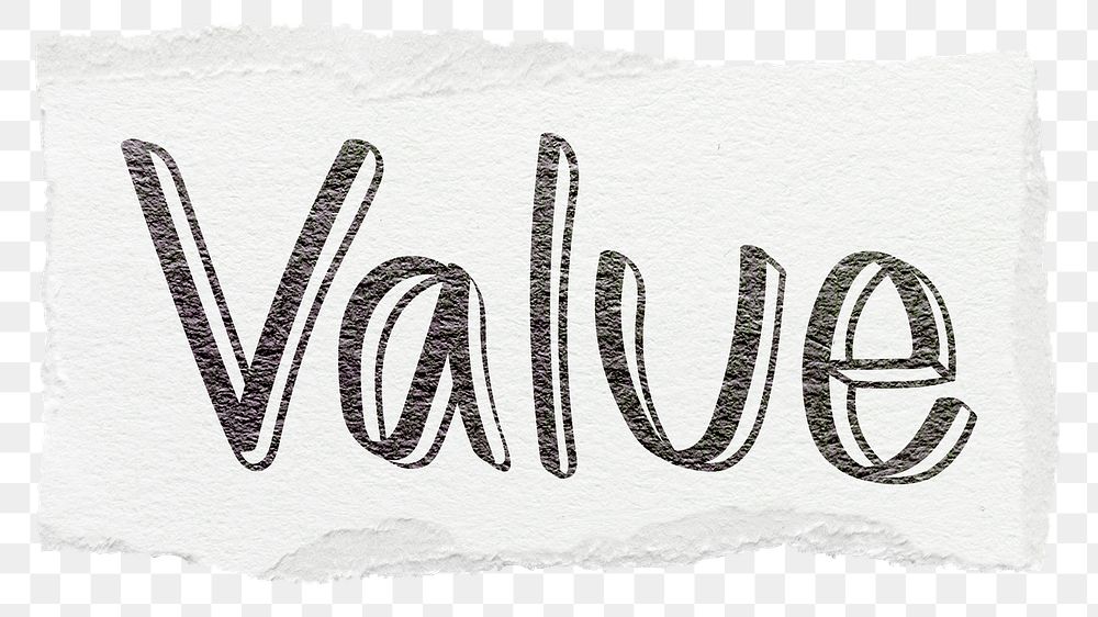 Value png word sticker typography, transparent background