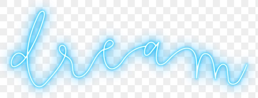 Dream png word sticker, neon typography, transparent background