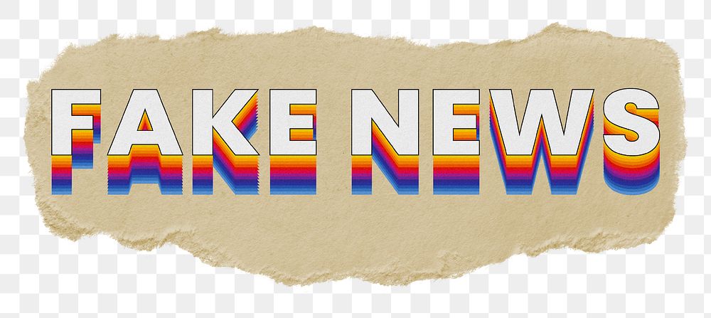 Fake news png ripped paper word sticker typography, transparent background